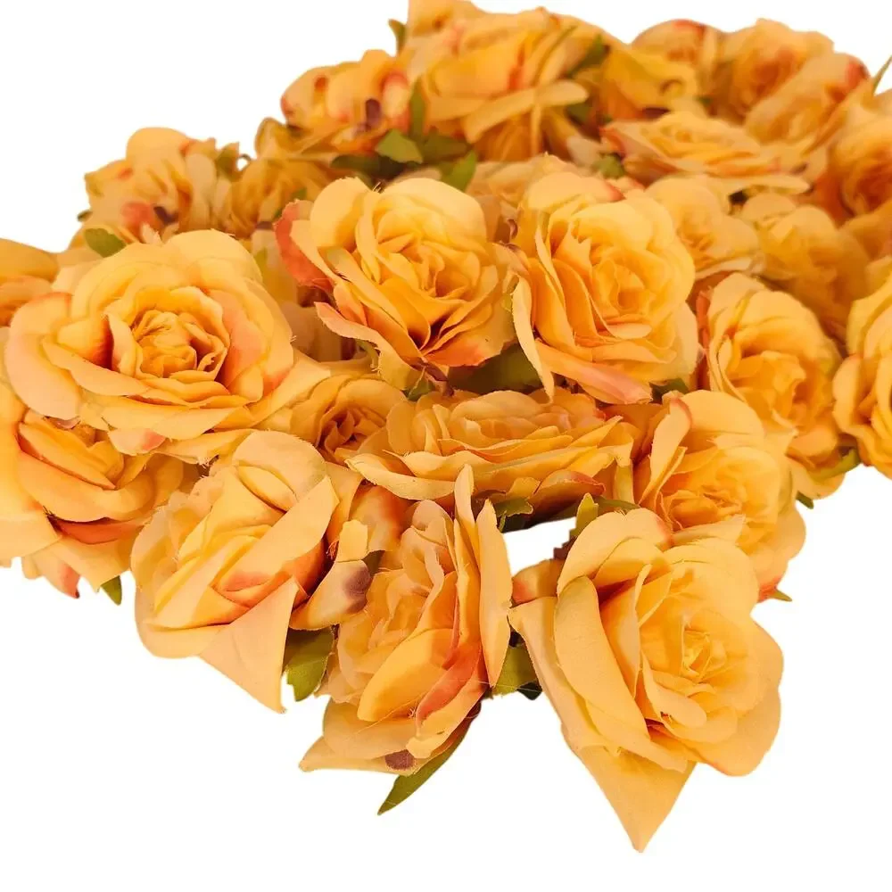 60 Peach Silk Rose Heads 3